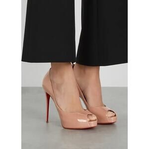 Christian Louboutin Patent Leather New Very Prive Platform Pumps Nude Size 38